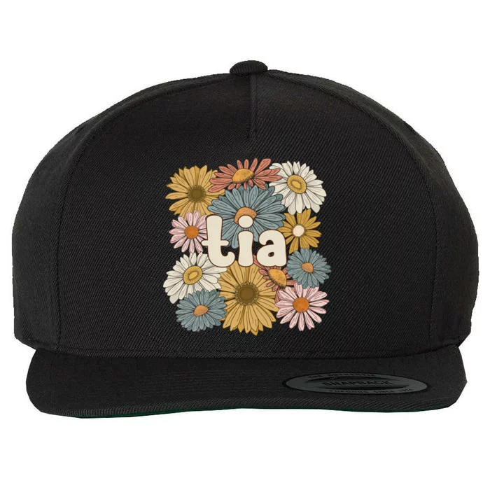 Groovy Tia Grandmother Flowers Tia Grandma Gift Wool Snapback Cap