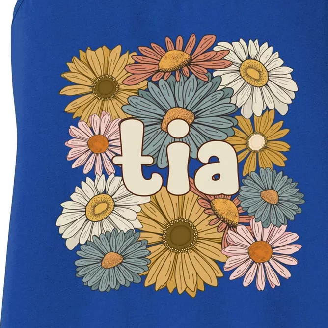 Groovy Tia Grandmother Flowers Tia Grandma Gift Women's Racerback Tank