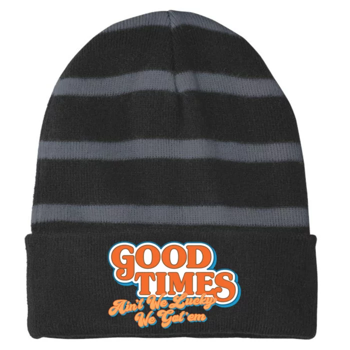 Good Times Striped Beanie with Solid Band