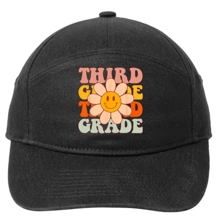 Groovy Third Grade Daisy Colorful Back To School Teacher 7-Panel Snapback Hat