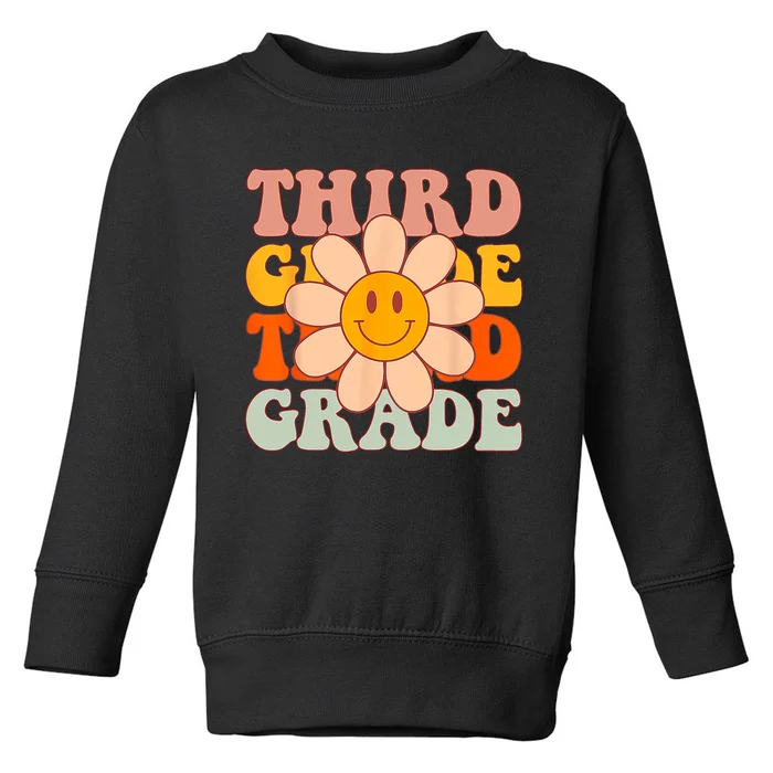 Groovy Third Grade Daisy Colorful Back To School Teacher Toddler Sweatshirt