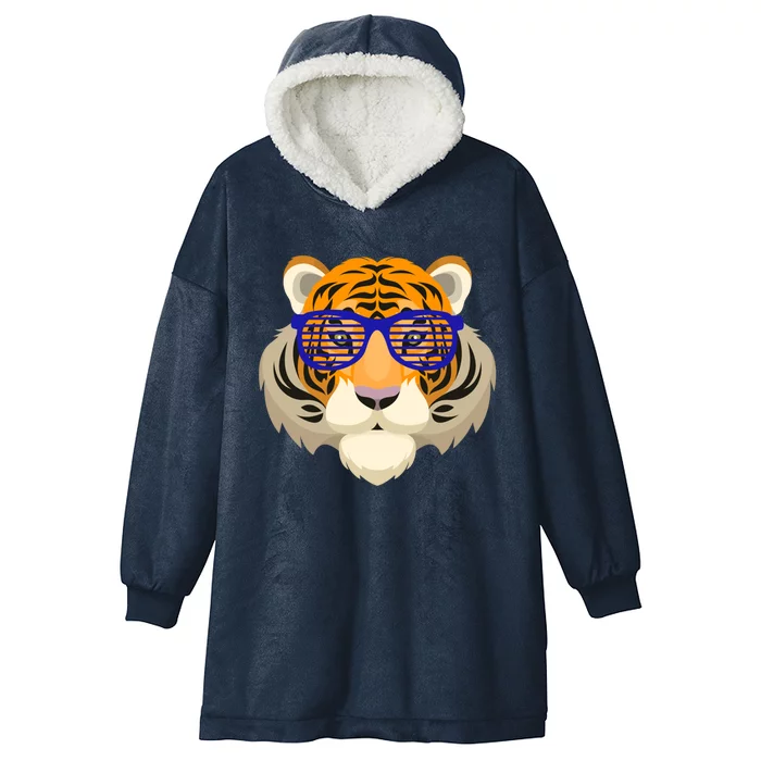 Glasses Tiger Gift Hooded Wearable Blanket