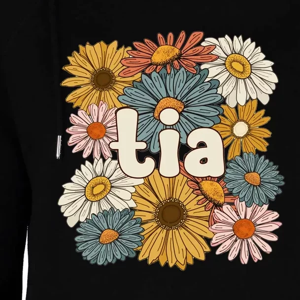 Groovy Tia Grandmother Flowers Tia Grandma Gift Womens Funnel Neck Pullover Hood