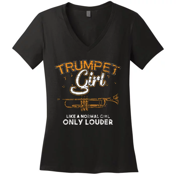 Girl Trumpet Women's V-Neck T-Shirt