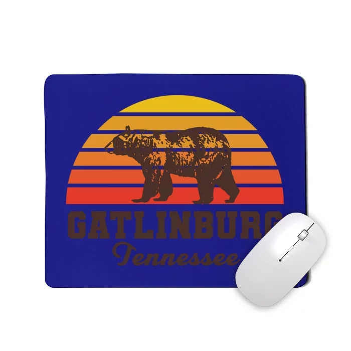 Gatlinburg Tennessee Great Smoky Mountains Bear Retro Sunset Gift Mousepad