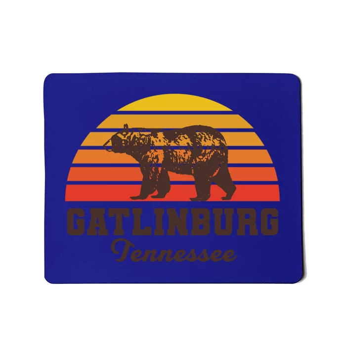 Gatlinburg Tennessee Great Smoky Mountains Bear Retro Sunset Gift Mousepad