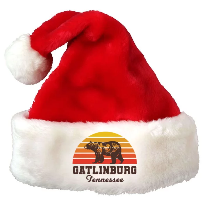 Gatlinburg Tennessee Great Smoky Mountains Bear Retro Sunset Gift Premium Christmas Santa Hat