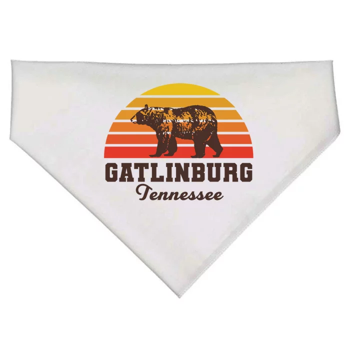 Gatlinburg Tennessee Great Smoky Mountains Bear Retro Sunset Gift USA-Made Doggie Bandana