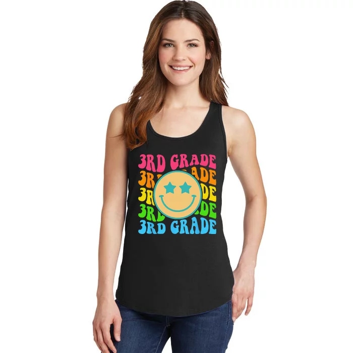 Groovy Third Grade Vibes Face Retro Teachers Back To School Ladies Essential Tank