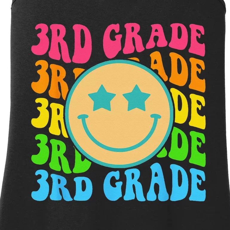 Groovy Third Grade Vibes Face Retro Teachers Back To School Ladies Essential Tank