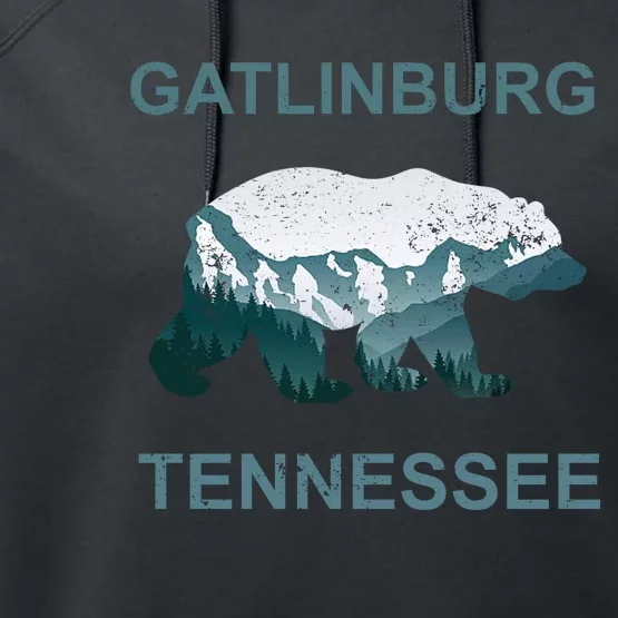 Gatlinburg Tennessee Great Smoky Mountains Bear Gift Performance Fleece Hoodie