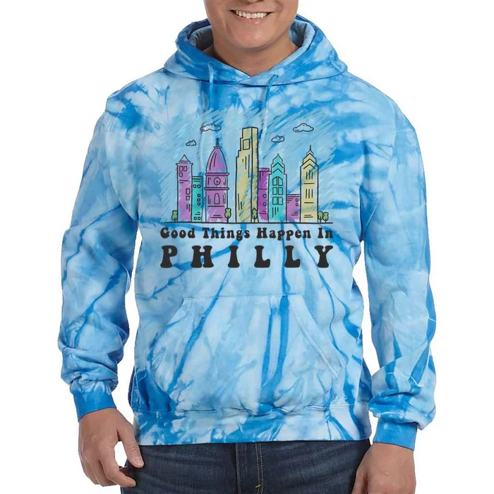 Good Things Happen In Philly Shirt, Philadelphia Skyline Tie Dye Hoodie