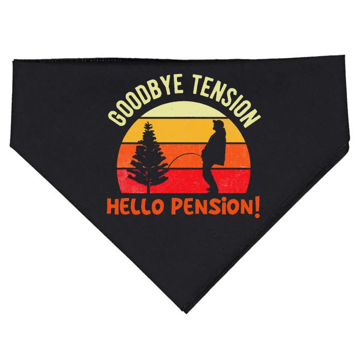 Goodbye Tension Hello Pension Funny Retirement Appreciation USA-Made Doggie Bandana