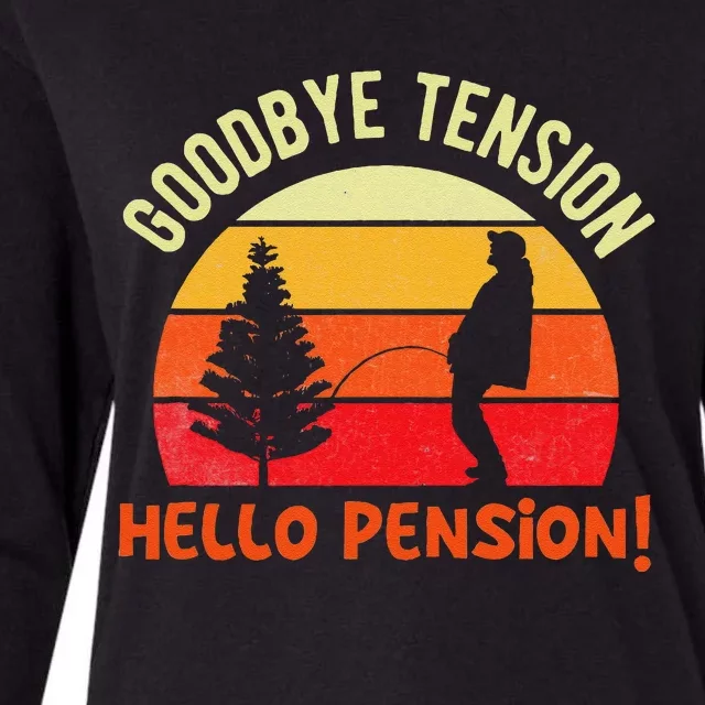 Goodbye Tension Hello Pension Funny Retirement Appreciation Womens Cotton Relaxed Long Sleeve T-Shirt