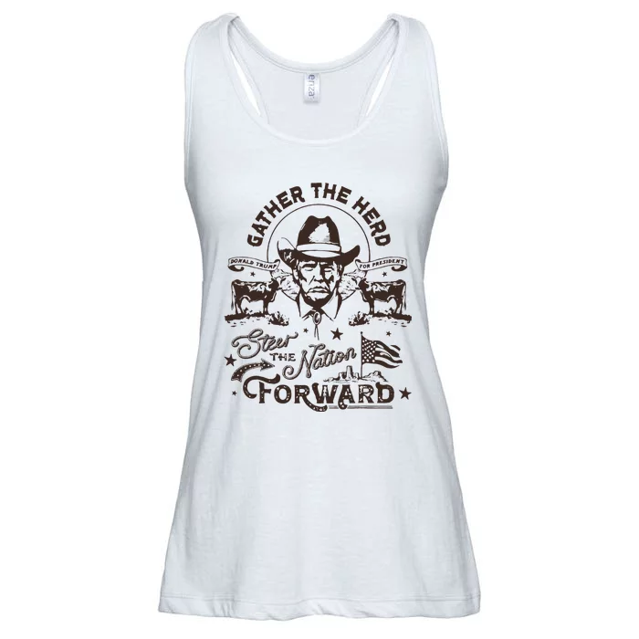 Gather The Herd Steer The Nation Forward Trump 2024 Ladies Essential Flowy Tank