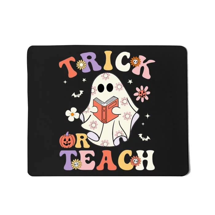 Groovy Teacher Halloween Trick Or Teach Retro Floral Ghost Mousepad