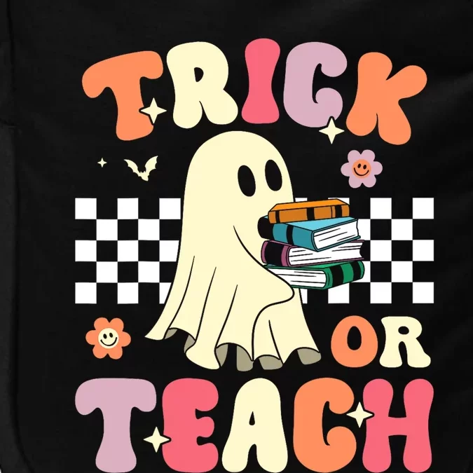 Groovy Teacher Halloween Trick or Teach Retro Floral Ghost Impact Tech Backpack