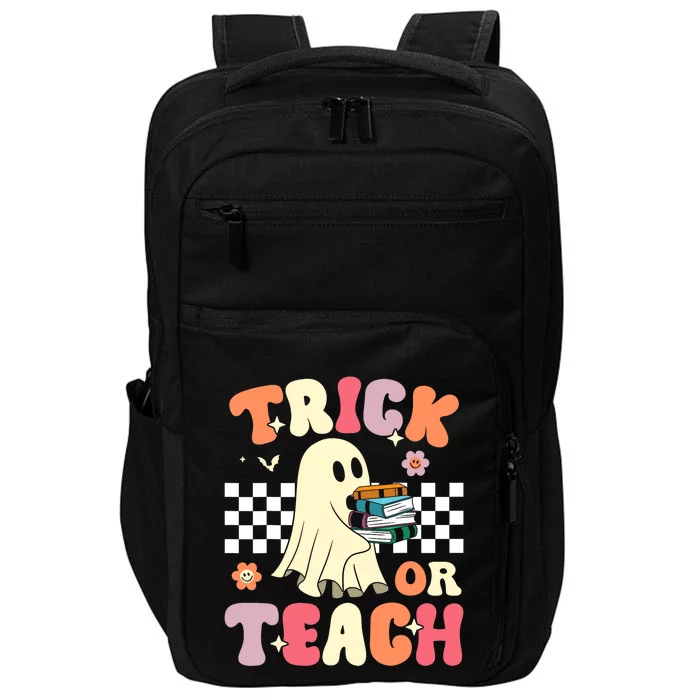 Groovy Teacher Halloween Trick or Teach Retro Floral Ghost Impact Tech Backpack