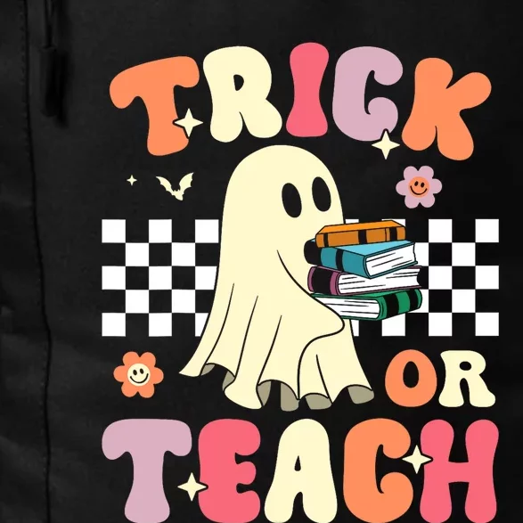 Groovy Teacher Halloween Trick or Teach Retro Floral Ghost Daily Commute Backpack