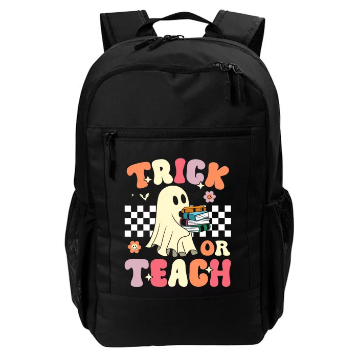 Groovy Teacher Halloween Trick or Teach Retro Floral Ghost Daily Commute Backpack