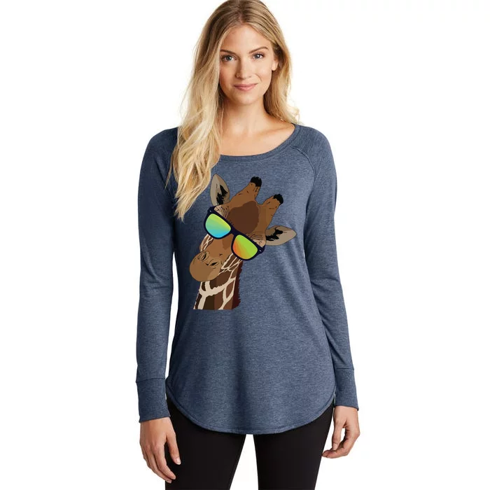 Good Time Hipster Giraffe, Giraffe Sunglasses Gift Women's Perfect Tri Tunic Long Sleeve Shirt