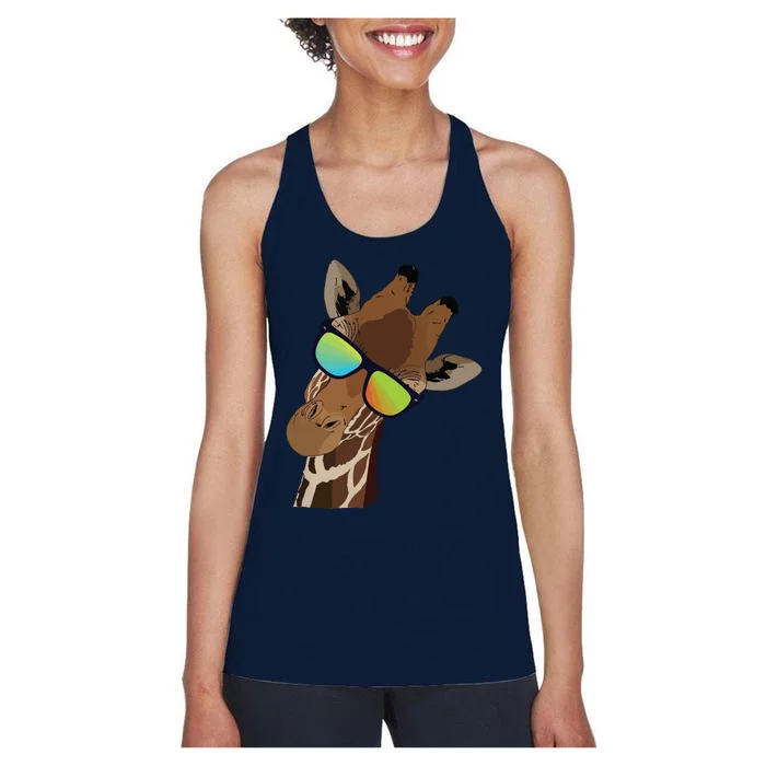 Good Time Hipster Giraffe, Giraffe Sunglasses Gift Women's Racerback Tank