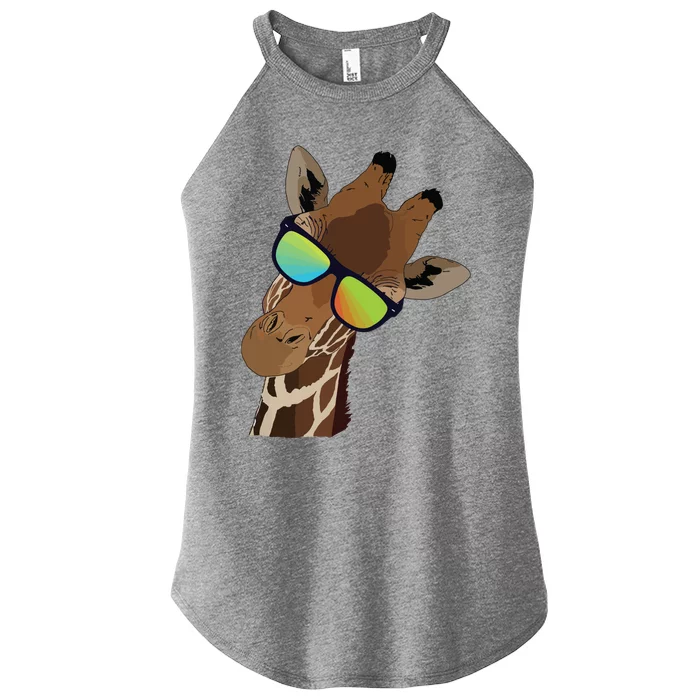 Good Time Hipster Giraffe, Giraffe Sunglasses Gift Women’s Perfect Tri Rocker Tank