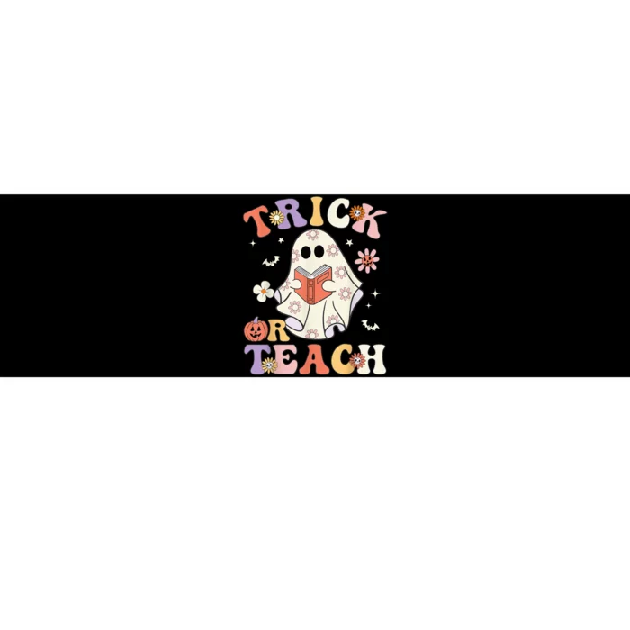 Groovy Teacher Halloween Trick or Teach Retro Floral Ghost Bumper Sticker