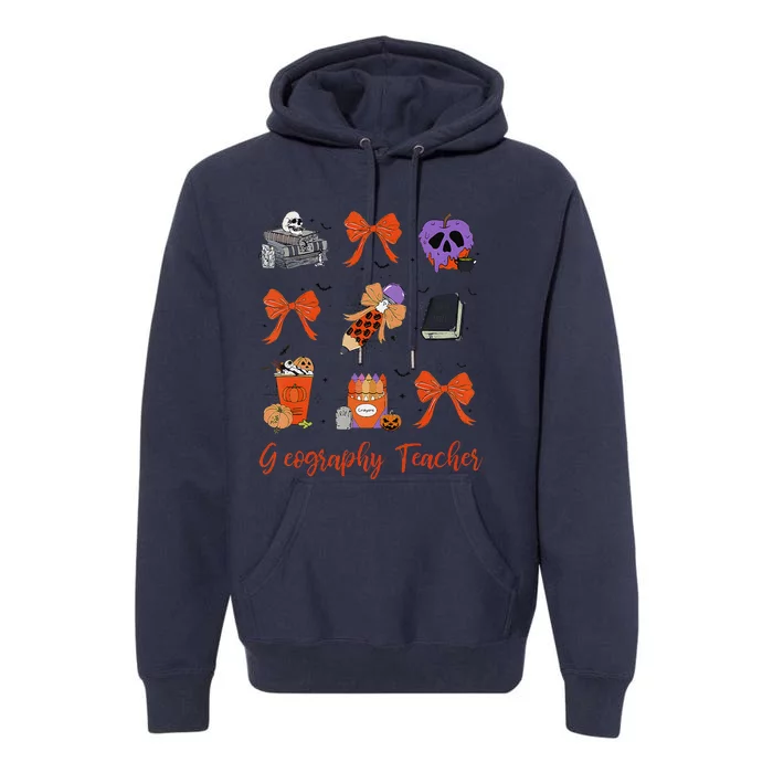 Geography Teacher Halloween Pencil Halloween Coquette Premium Hoodie