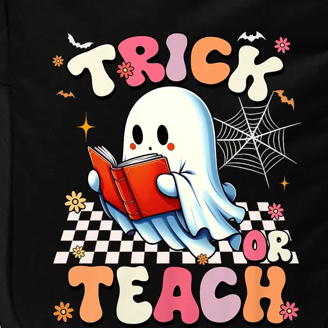 Groovy Teacher Halloween Retro Trick Or Teach Floral Ghost Impact Tech Backpack