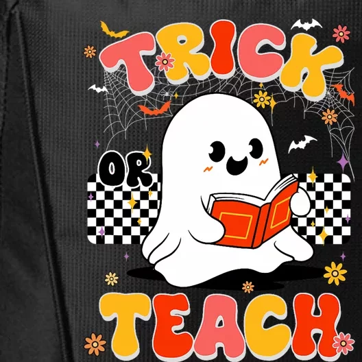 Groovy Teacher Halloween Retro Trick Or Teach Floral Ghost City Backpack