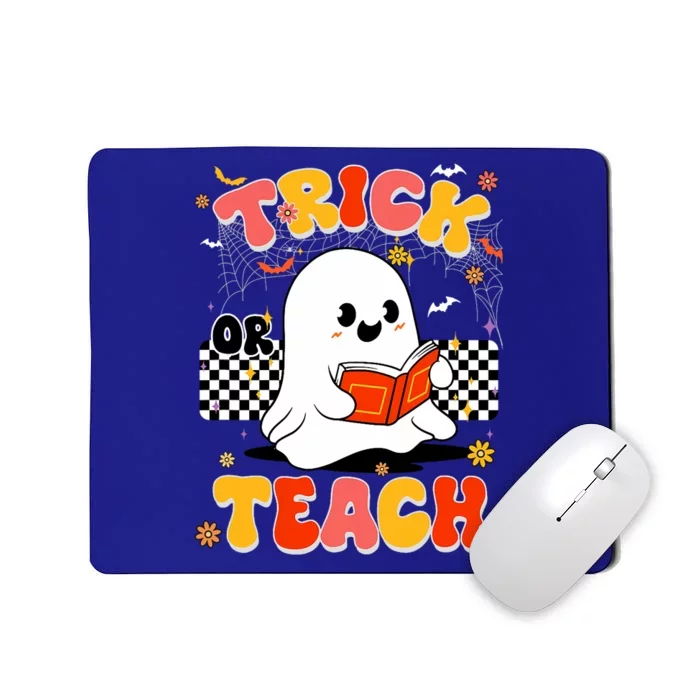 Groovy Teacher Halloween Retro Trick Or Teach Floral Ghost Mousepad