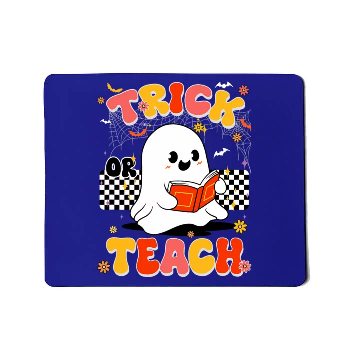 Groovy Teacher Halloween Retro Trick Or Teach Floral Ghost Mousepad