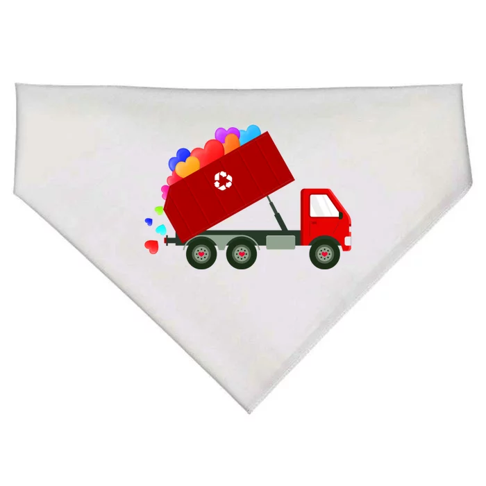 Garbage Truck Hearts Valentines Day Cool Gift USA-Made Doggie Bandana