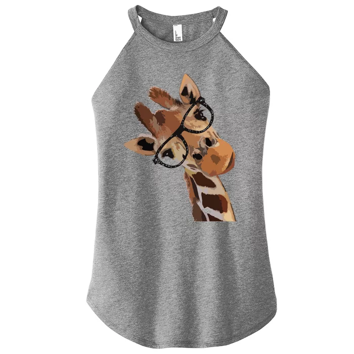 Good Time Hipster Giraffe Cute Giraffe Sunglasses Women’s Perfect Tri Rocker Tank