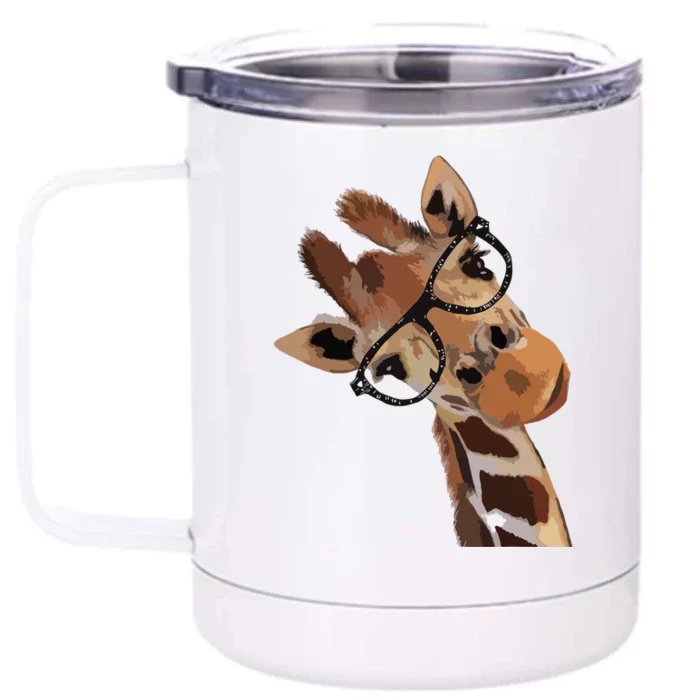 Good Time Hipster Giraffe Cute Giraffe Sunglasses Front & Back 12oz Stainless Steel Tumbler Cup