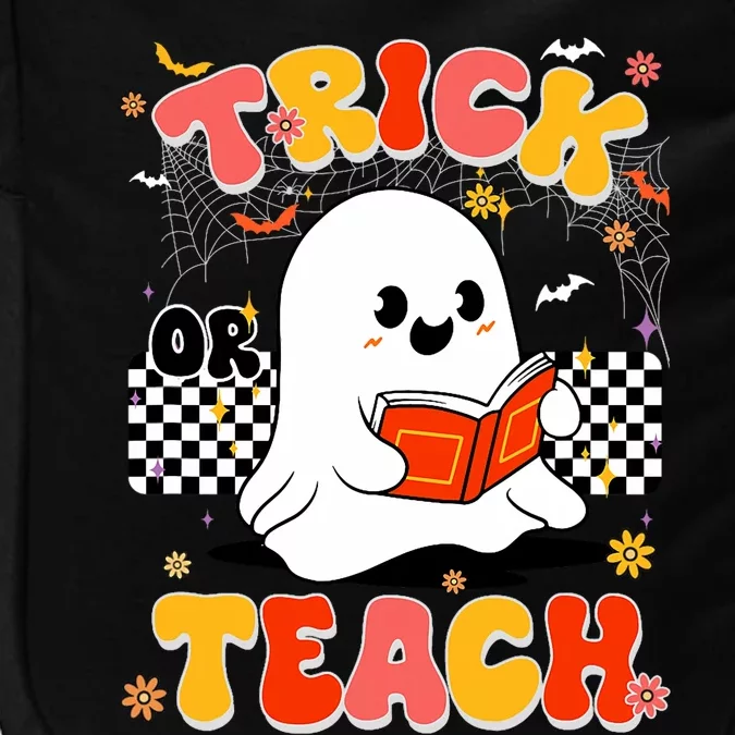 Groovy Teacher Halloween Retro Trick Or Teach Floral Ghost Impact Tech Backpack