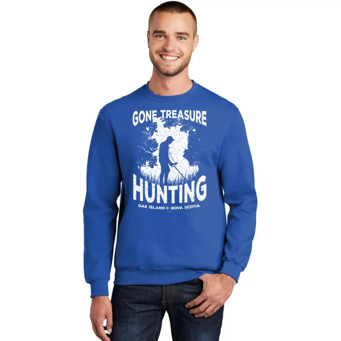 Gone Treasure Hunting Oak Island Funny Retro Metal Detector Gift Tall Sweatshirt