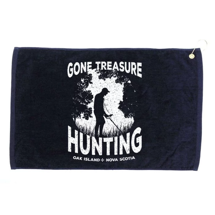 Gone Treasure Hunting Oak Island Funny Retro Metal Detector Gift Grommeted Golf Towel