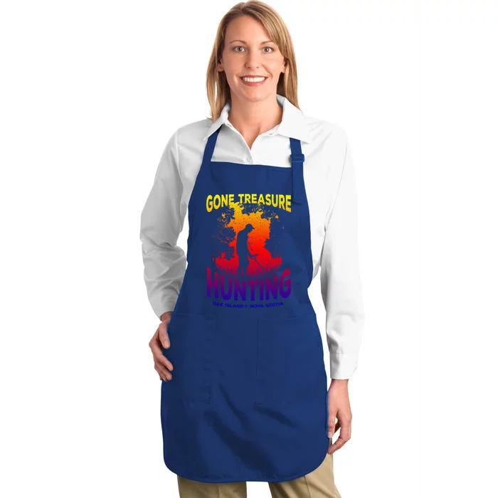 Gone Treasure Hunting Oak Island Funny Retro Metal Detector Cool Gift Full-Length Apron With Pocket