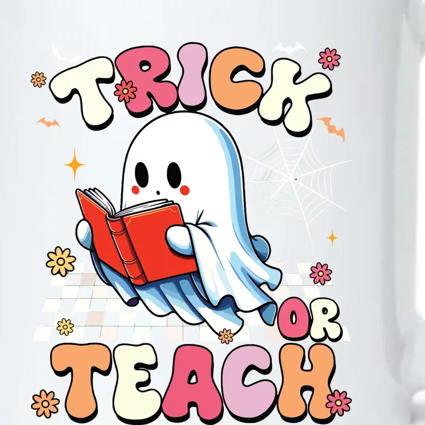 Groovy Teacher Halloween Retro Trick Or Teach Floral Ghost Black Color Changing Mug