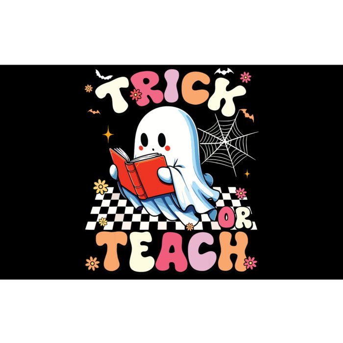 Groovy Teacher Halloween Retro Trick Or Teach Floral Ghost Bumper Sticker