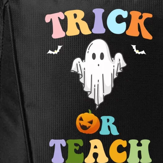 Groovy Teacher Halloween Trick Or Teach Retro Floral Ghost Great Gift City Backpack