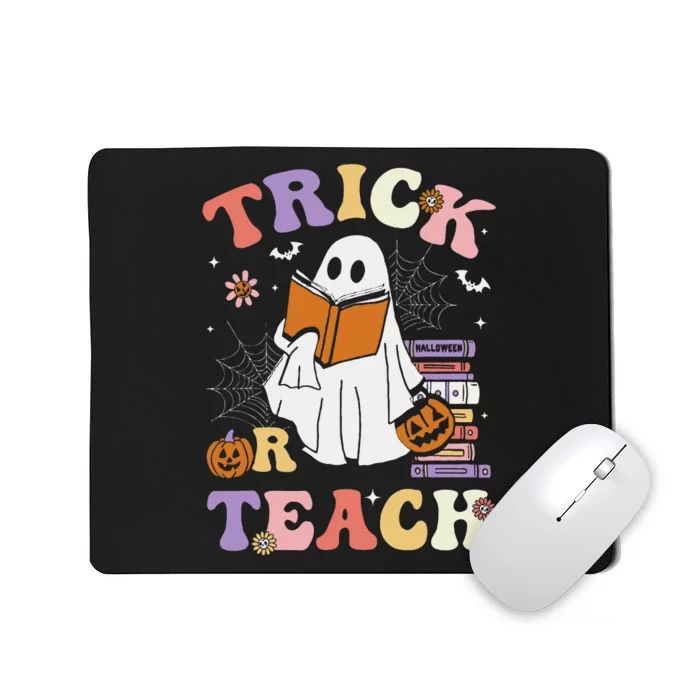 Groovy Teacher Halloween Retro Trick Or Teach Ghost Reading Mousepad