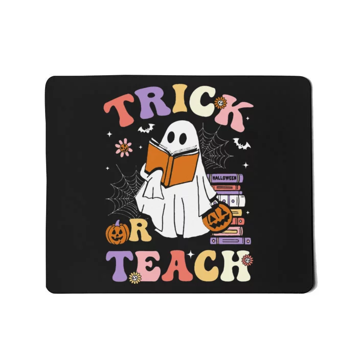 Groovy Teacher Halloween Retro Trick Or Teach Ghost Reading Mousepad