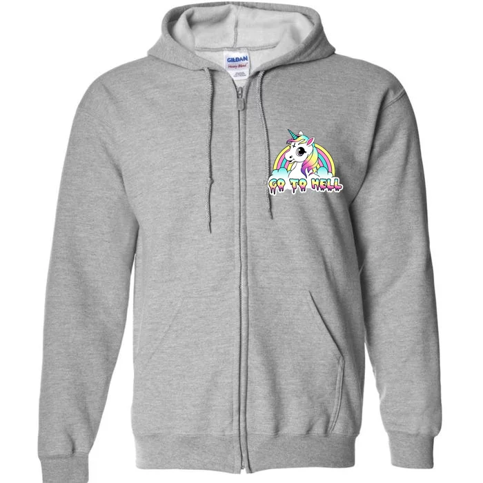 Go To Hell Pastel Goth Unicorn Full Zip Hoodie