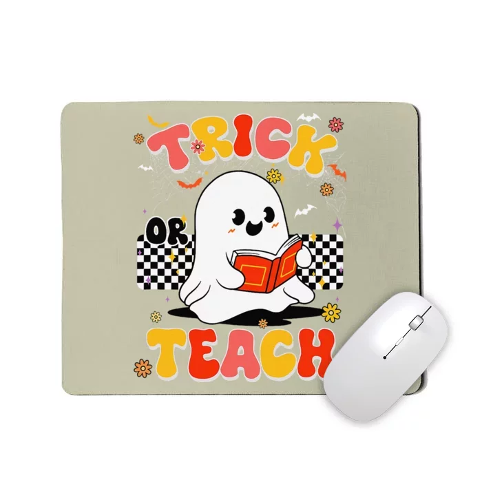 Groovy Teacher Halloween Retro Trick Or Teach Floral Ghost Mousepad