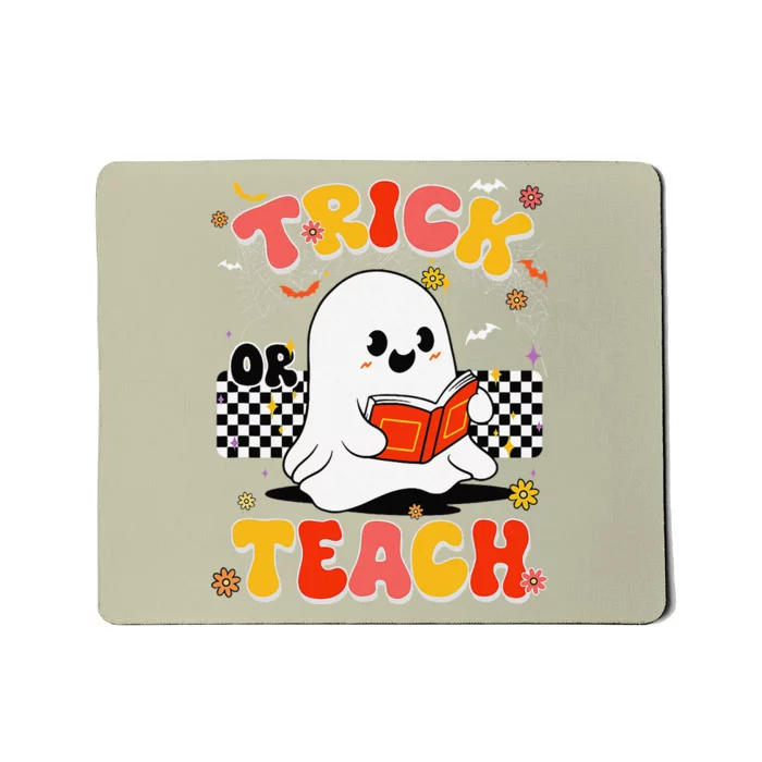 Groovy Teacher Halloween Retro Trick Or Teach Floral Ghost Mousepad