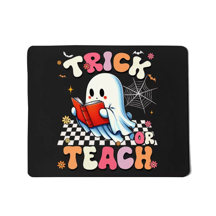 Groovy Teacher Halloween Retro Trick Or Teach Floral Ghost Gift Mousepad