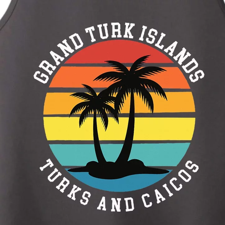 Grand Turk Islands Turks And Caicos Sunset Palm Trees Performance Tank